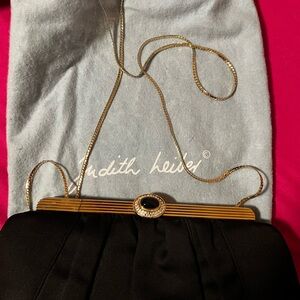 Judith Leiber Black Clutch with Gold Accents